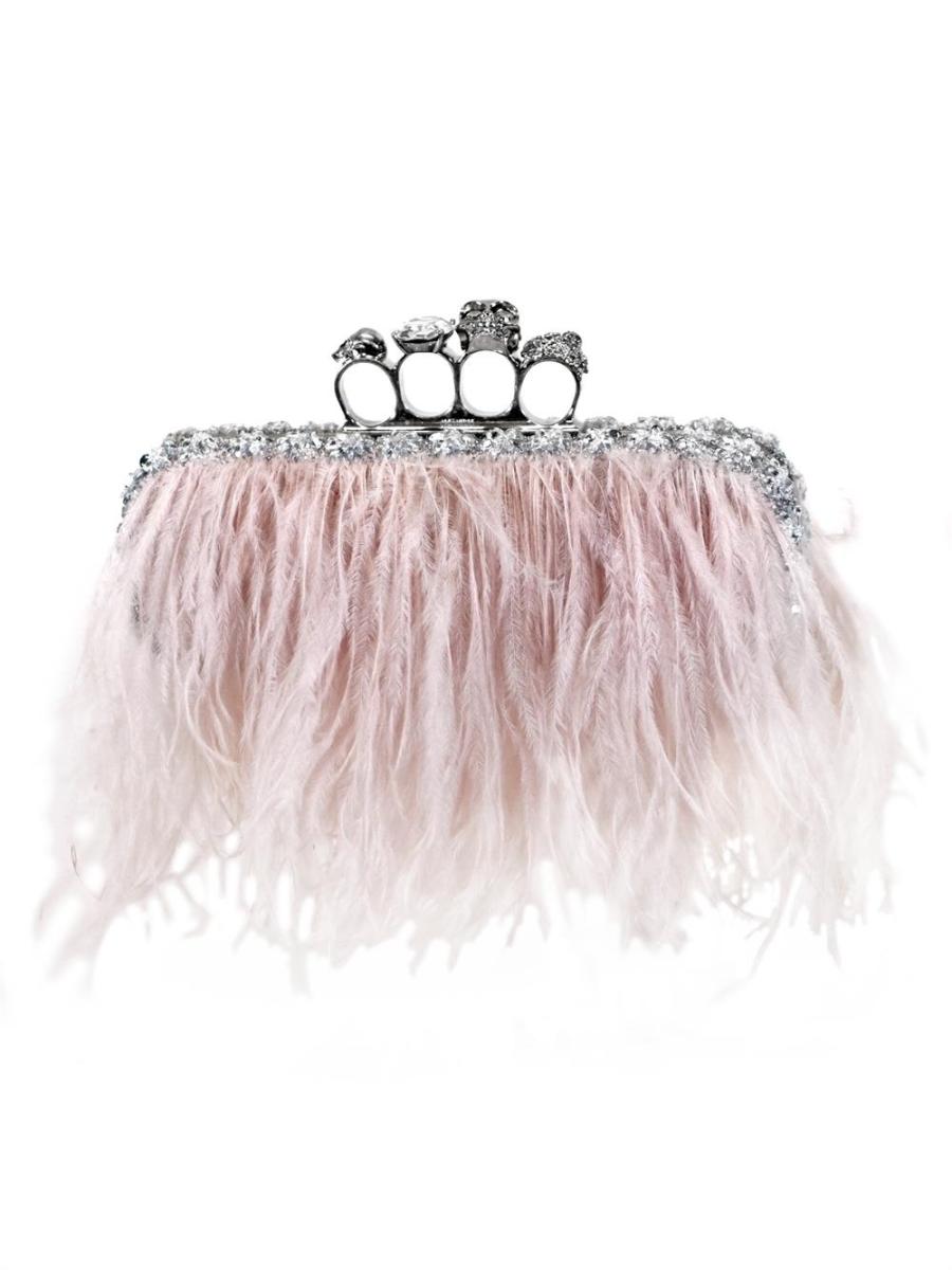 CLUTCH - ALEXANDER MCQUEEN 2012 KNUCKLE DUSTER AUS STRAUSSENFEDER