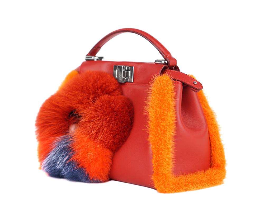 HENKELTASCHE - FENDI MINI PEEKABOO NERZ ROT