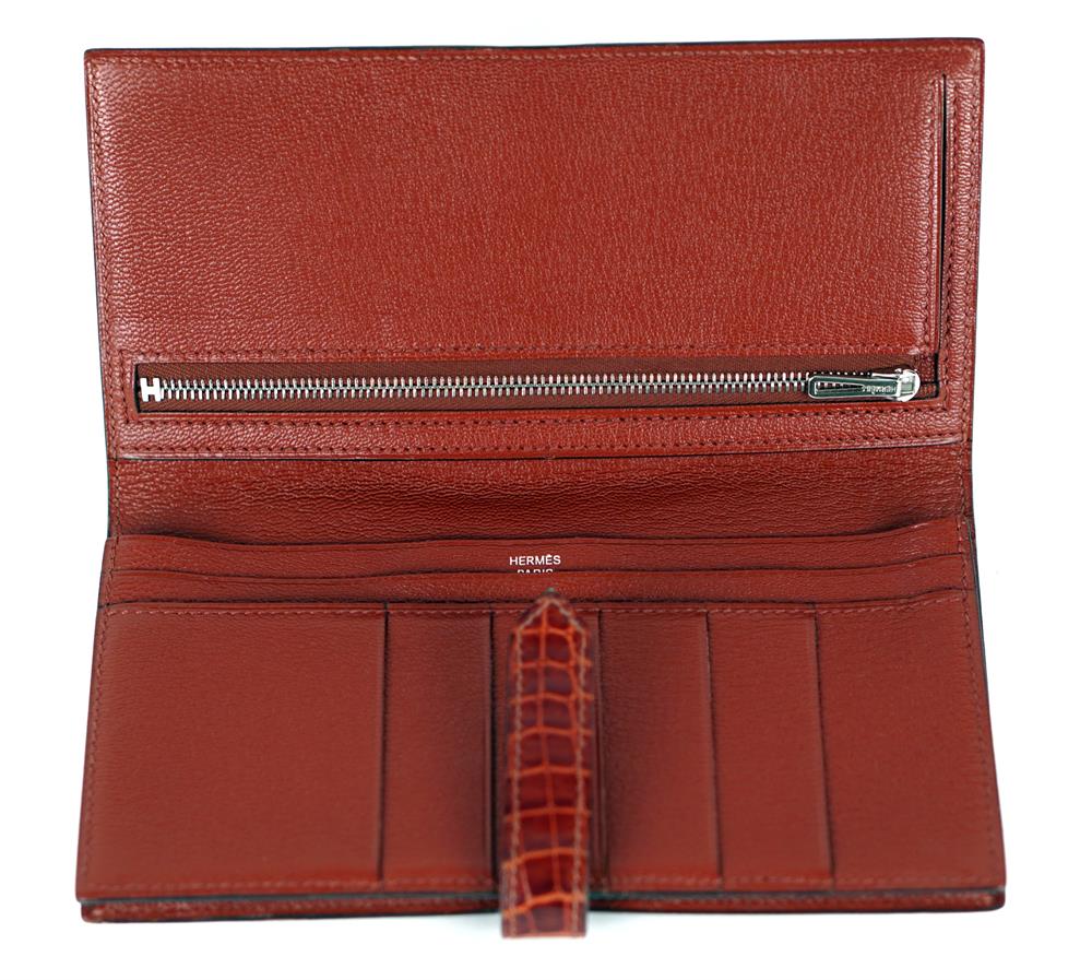 PORTEMONNAIE - HERMÈS ALLIGATORLEDER BÉARN ROT