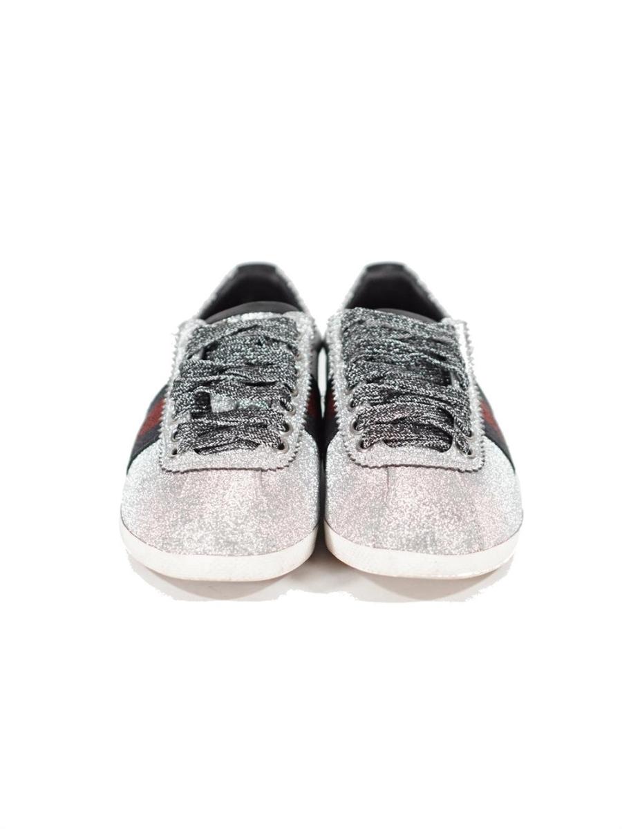 SNEAKER - GUCCI GLITZEN WEB STUD DETAIL SILBER