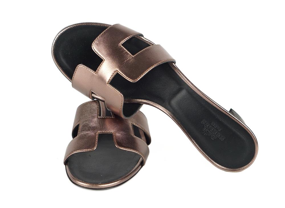 SANDALEN - HERMÉS OASIS BRONZE METALLIC