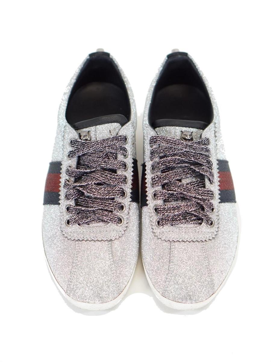 SNEAKER - GUCCI GLITZEN WEB STUD DETAIL SILBER