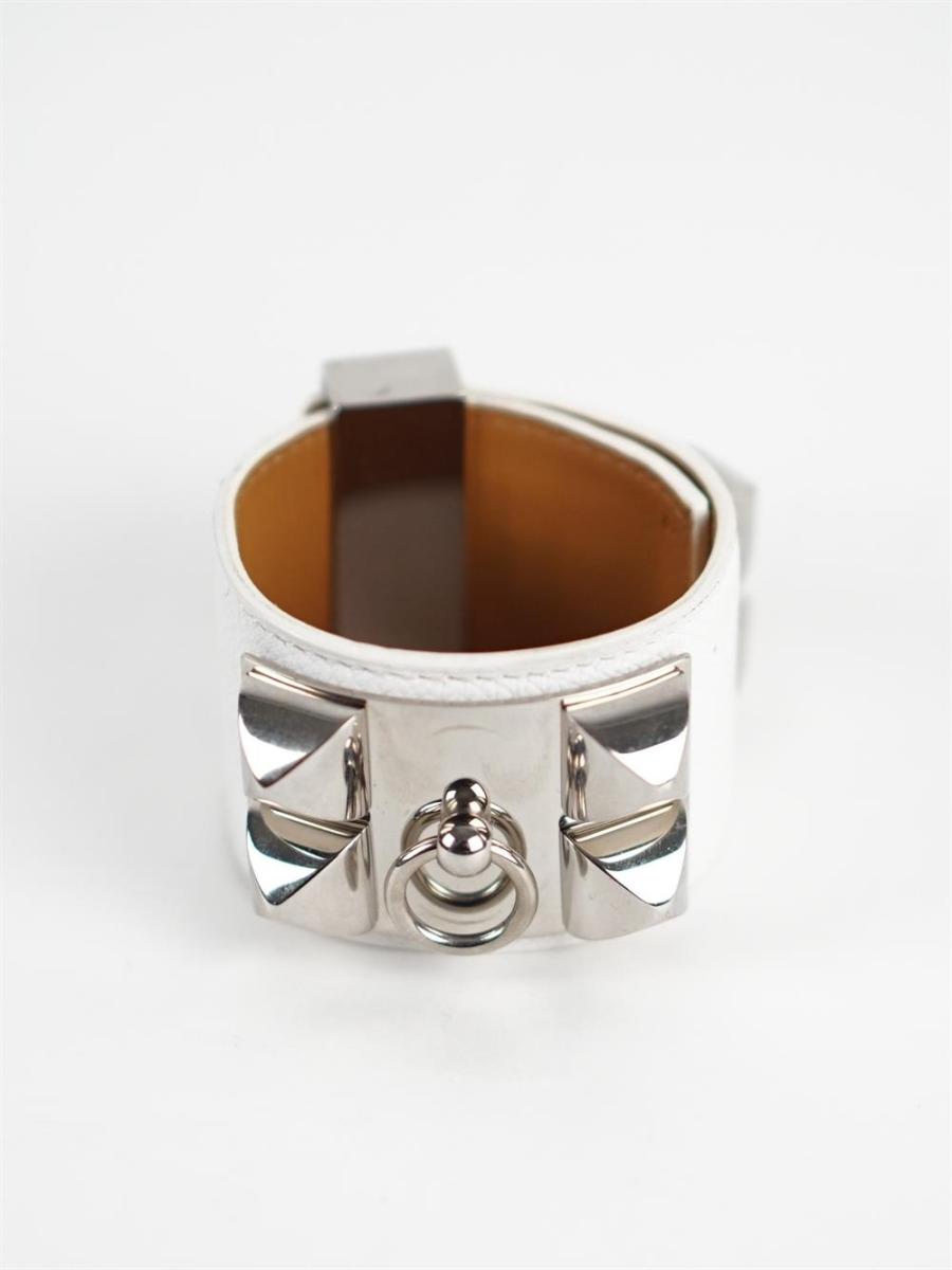 ARMBAND - HERMES COLLIER DE CHIEN EPSOM GRÖSSE S WEISS