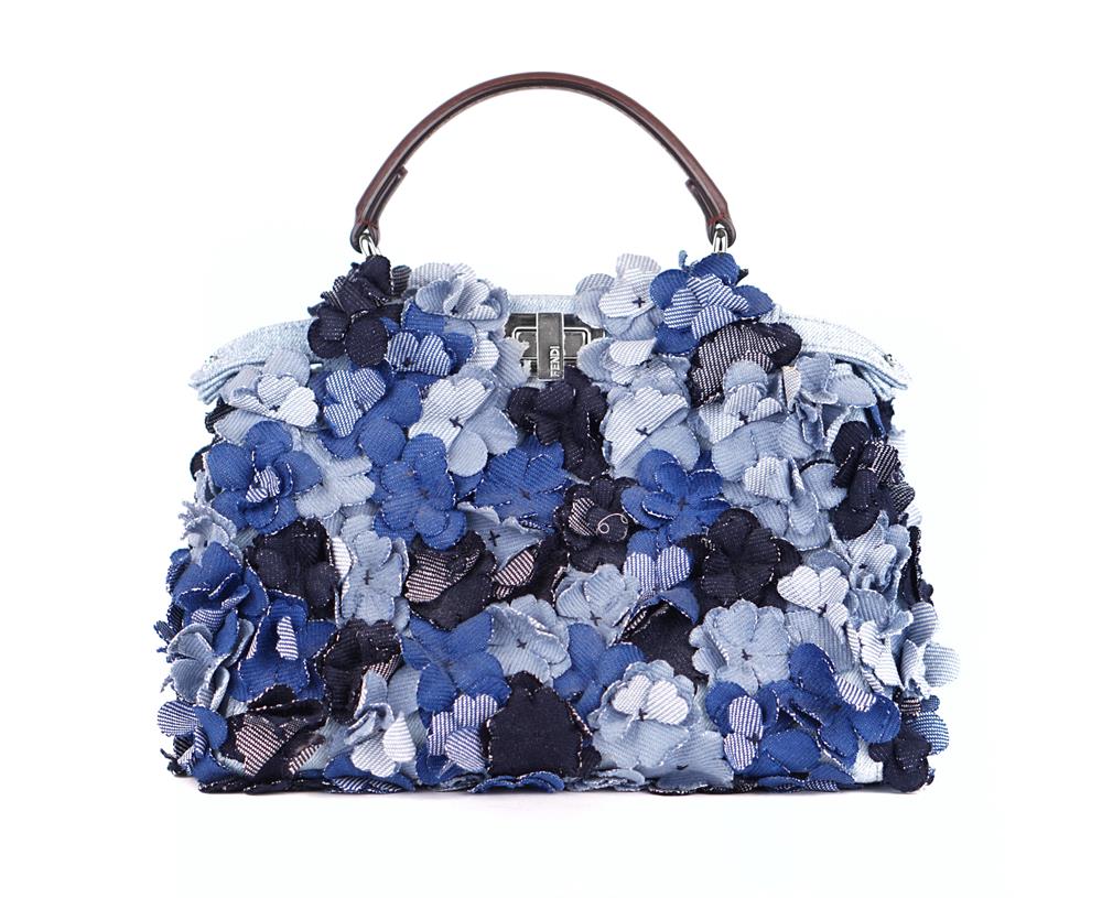 HENKELTASCHE - FENDI MINI PEEKABOO DENIM