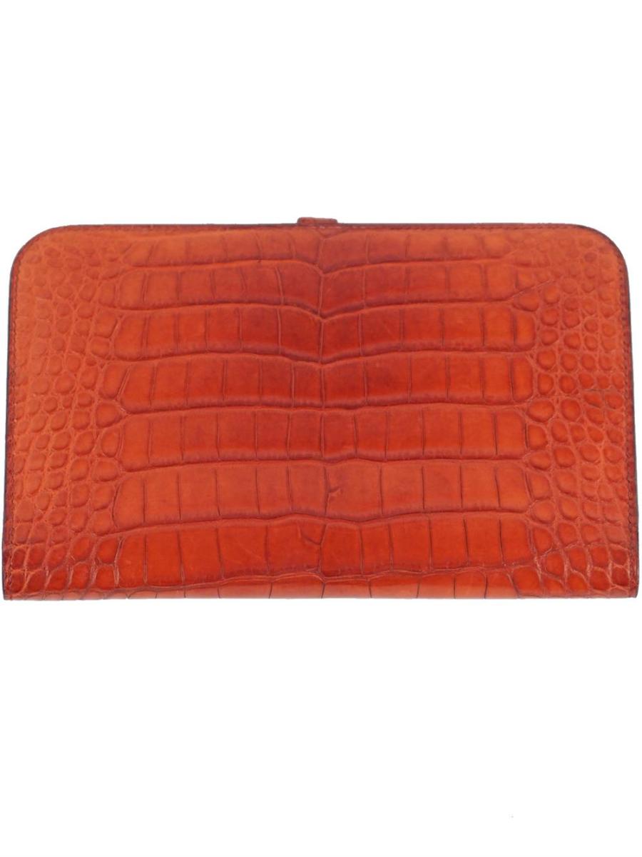 PORTEMONNAIE - HERMÈS 2014 DOGON DUO ALLIGATOR ROT