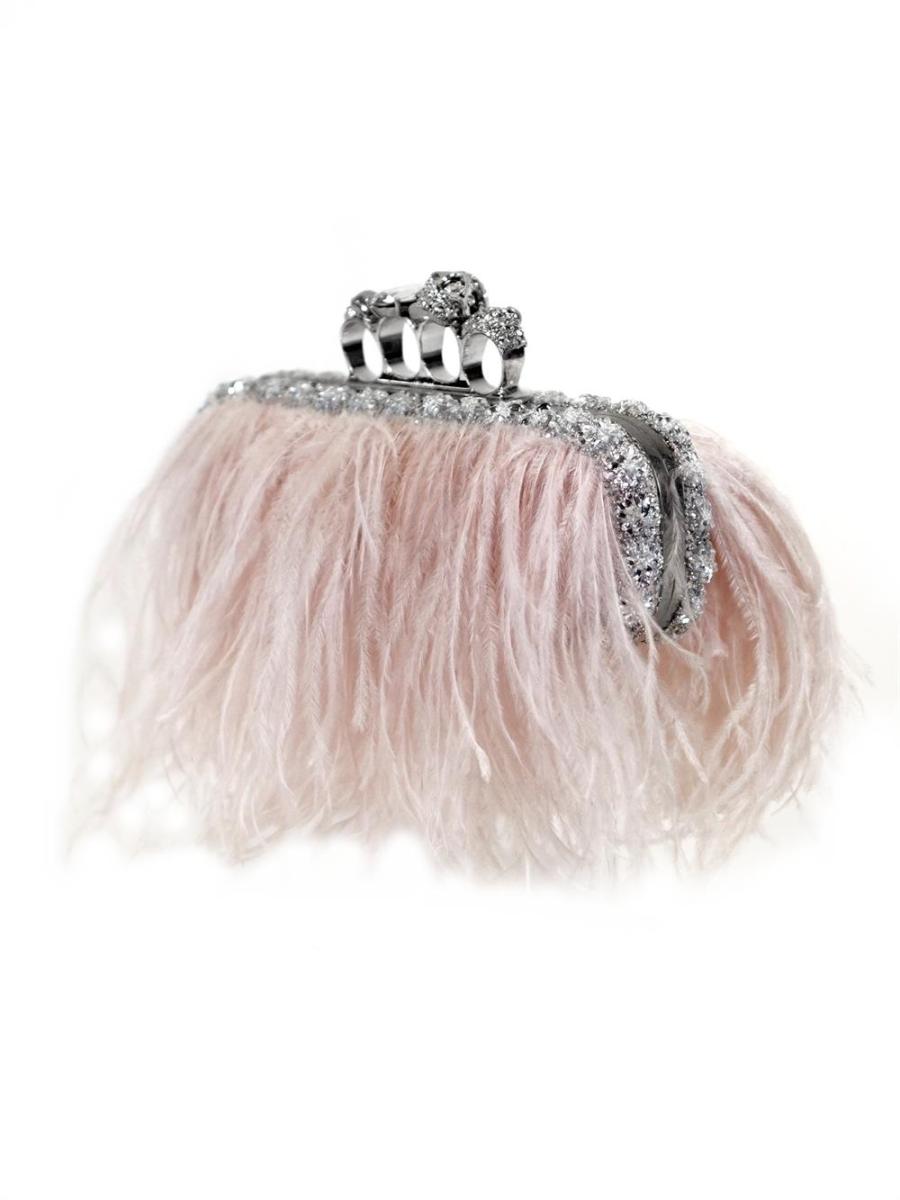 CLUTCH - ALEXANDER MCQUEEN 2012 KNUCKLE DUSTER AUS STRAUSSENFEDER