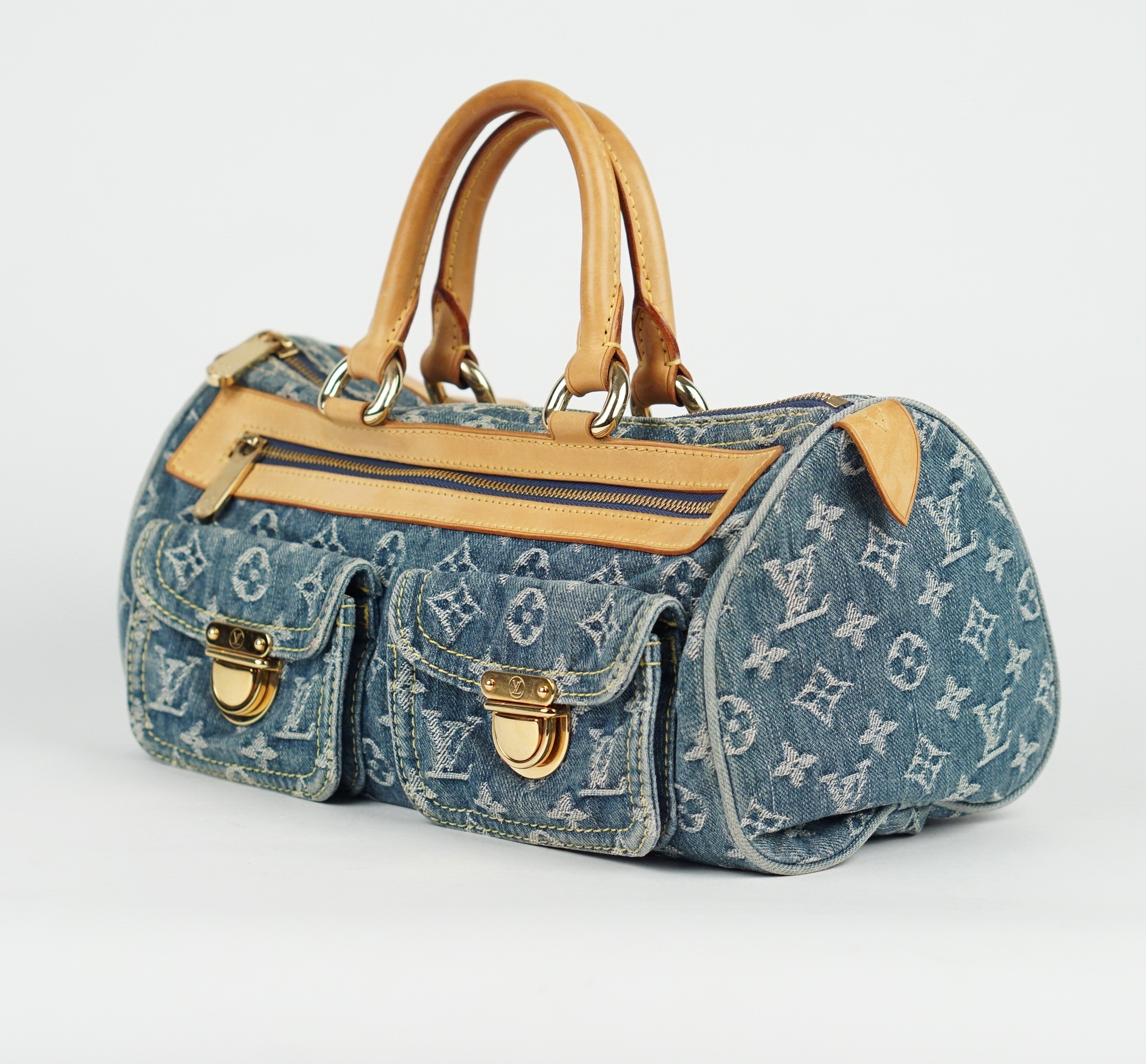 Louis Vuitton 2005 Neo Speedy Denim Tote Bag.