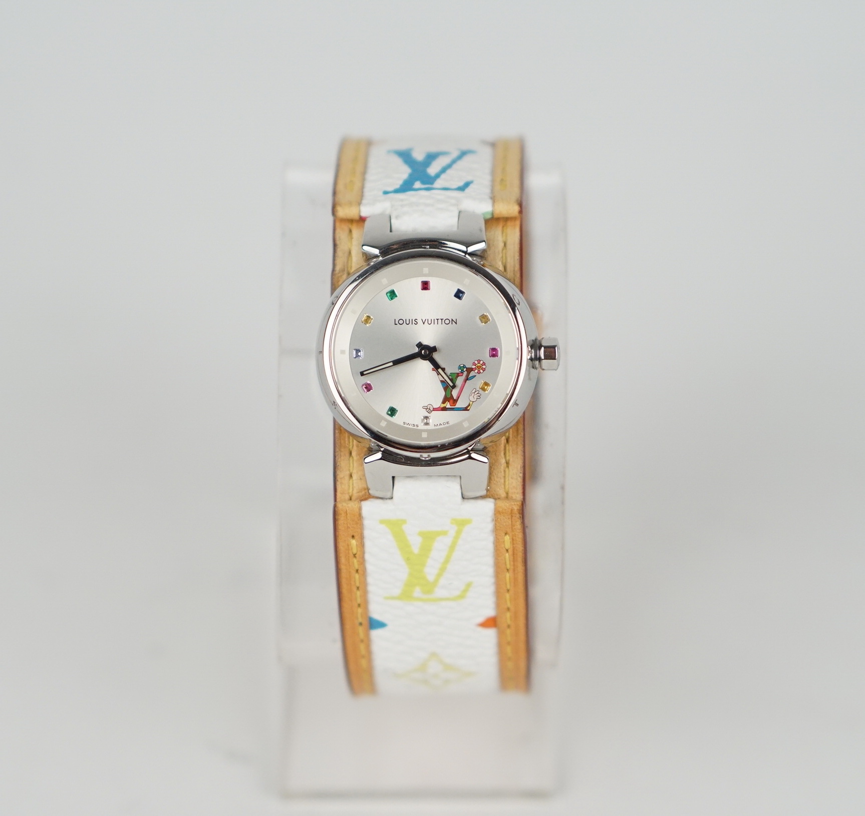 Takashi Murakami X Louis Vuitton Black Monogram Multicolore Tambour Watch