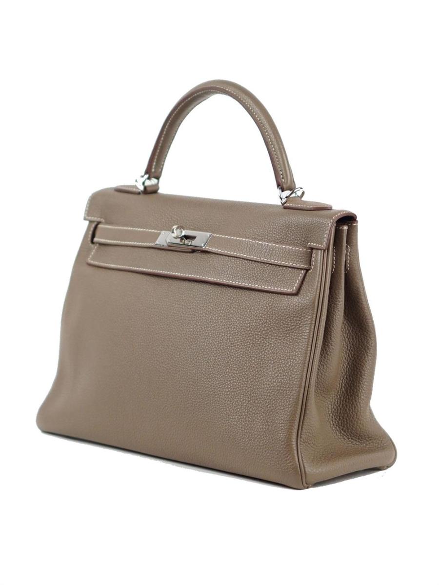 HENKELTASCHE - HERMÈS KELLY 32 ETOUPE PALLADIUM EPSOM 2014