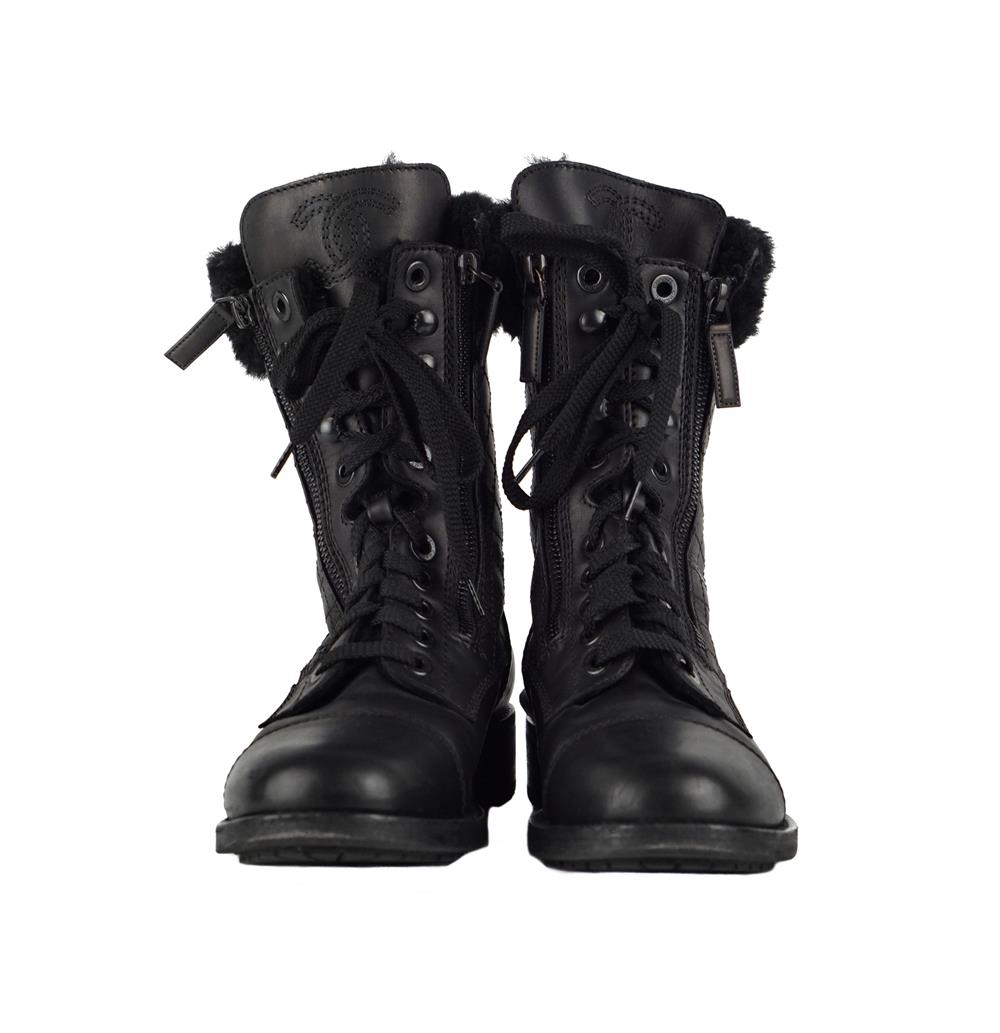 STIEFEL - CHANEL COMBAT SCHWARZ LEDER