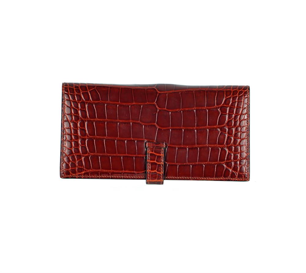 PORTEMONNAIE - HERMÈS ALLIGATORLEDER BÉARN ROT