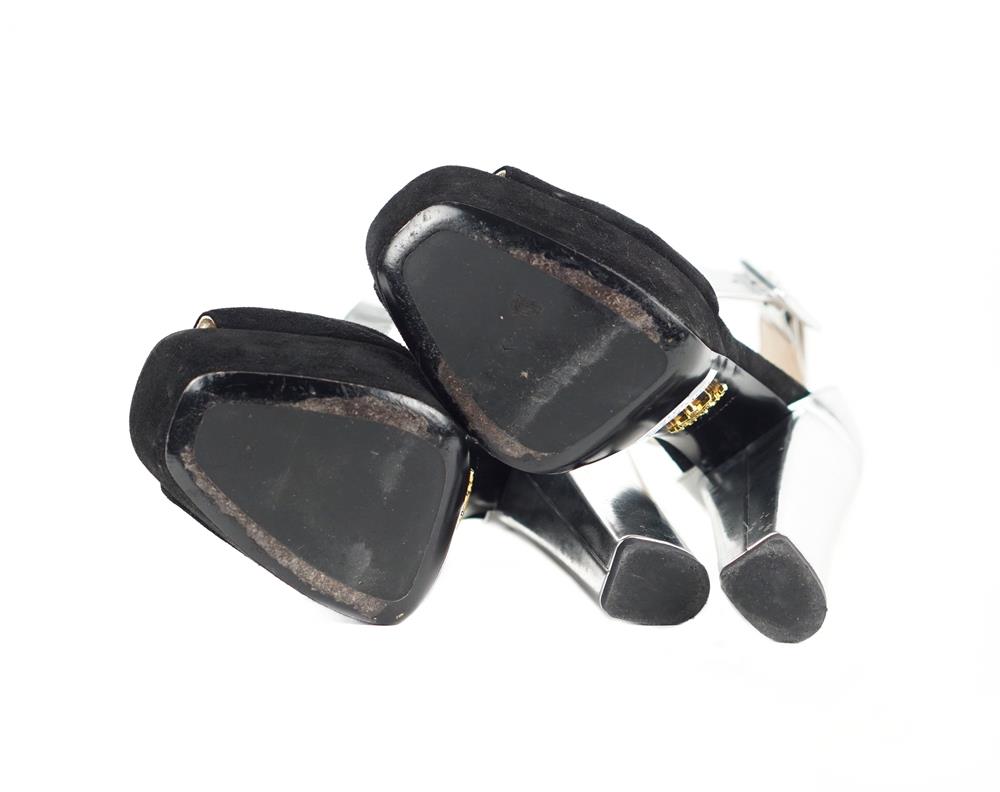 SANDALS - PRADA PLATEAU METALLIC SILVER