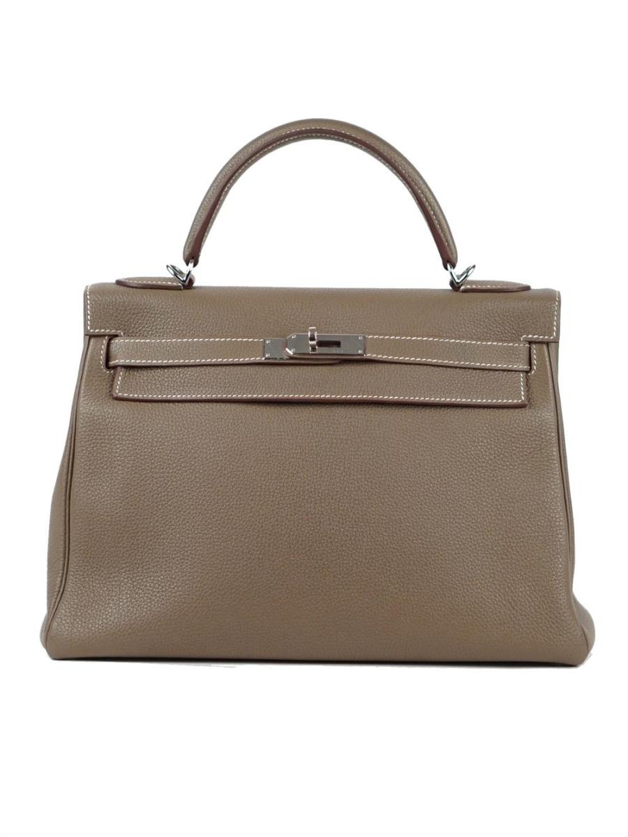 HENKELTASCHE - HERMÈS KELLY 32 ETOUPE PALLADIUM EPSOM 2014