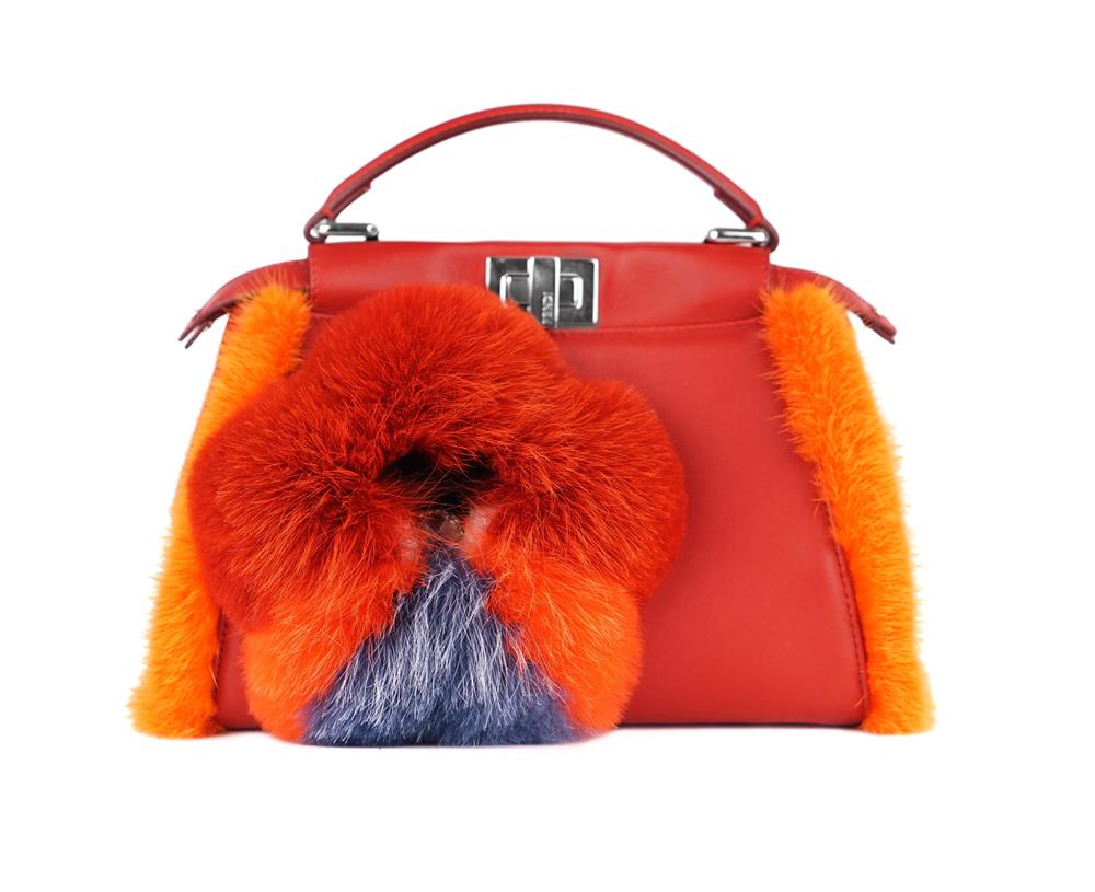 HENKELTASCHE - FENDI MINI PEEKABOO NERZ ROT