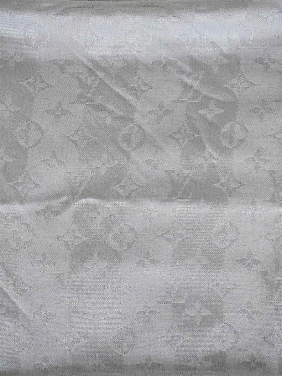 SCHAL - LOUIS VUITTON MONOGRAM GRAU SEIDE WOLLE 120CM